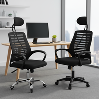 Chaise de bureau ergonomique professionnelle à dossier haut, pivotante à 360°, avec appui-tête réglable, en maille moderne, vente en gros d'usine, nouveau modèle, prix abordable