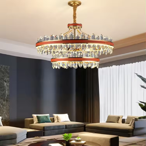 Lámpara moderna de doble capa, iluminación de dormitorio, anillo de lujo dorado vivo, luz colgante de cristal - Product Image 5