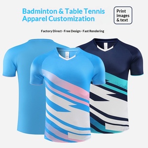 Camiseta Ligera de Poliéster con Cuello en V, Bolsillos y Manga Corta, Unisex, para Verano, Transpirable, Ideal para Bádminton y Ping-Pong - Product Image 1