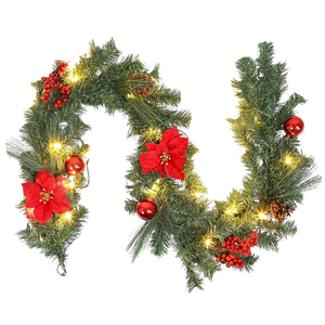 Guirlande <span class=keywords><strong>de</strong></span> <span class=keywords><strong>Noël</strong></span> en PVC avec lumières LED, boules <span class=keywords><strong>de</strong></span> sapin artificielles, écologique, batterie au lithium, pour intérieur et extérieur, idéale pour les fêtes - Product Image 1