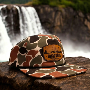 Casquette Snapback Camouflage Personnalisée avec Patch en Cuir, Casquette de Baseball Vintage 5 Panneaux en Coton Camouflage Canard avec Cordon pour Chasse et Camping en Plein Air - Product Image 5