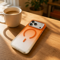 Coque de téléphone magnétique dégradée pour iPhone 16 17 18 Pro Max, étui en acrylique souple au toucher doux, protection d'objectif anti-rayures, vente en gros