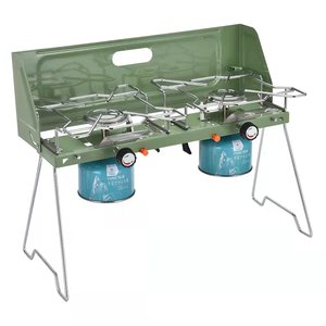 Orangegaz strong power foldable double burner camping gas cooker butane gas stove windproof camping gas stove with bbq plate