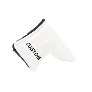 Custom Made Alphabet Embroidery Lily White Golf Blade Putter Head Cover Golf Accessories Waterproof Pu Leather