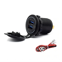 Prise de charge rapide à interrupteur tactile pour voitures et motos, 12V/24V 36W QC3.0, double port USB