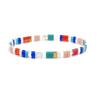 Bestone Boho Bracelets de surf élastique coloré d'été Miyuki Tila Bracelet perlé pour femmes bijoux Miyuki Bracelet Miyuki