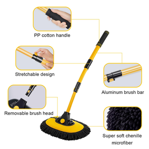 Adjustable Long Handle Chenille Velvet Car Wash <b>Brush</b> Multi-Angle Rotating Soft Plastic Cleaning for Car Detail Wheel Cleaning - Product Image 2