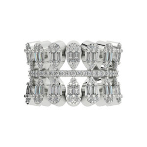 Bague personnalisée en argent 925 avec diamants de laboratoire taille baguette multi-rangs, bijou de déclaration pour mariée ou cocktail, joaillerie fine - Product Image 2