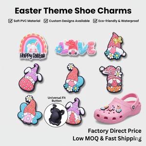 Bulk Wholesale Cheap Price Random Assorted Cute Cartoon Anime Soft PVC Easter Elements Garden Clogs <b>Accessories</b> <b>Shoe</b> Charms - Product Image 1