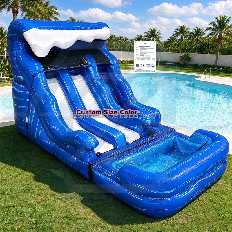 Commercial Outdoor Inflatable Jumping Bouncy Castle Double Lane Slide ...