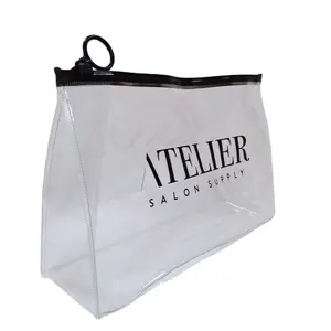 Özel tasarım saklama torbaları büyük fermuar holografik kilitli poşet şeffaf Pvc kozmetik fermuarlı çantalar