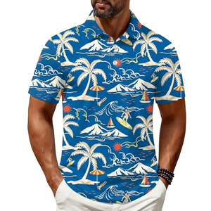 Camisa Polo Hawaiana de Playa para Hombre, Estampado Tropical de Verano, Manga Corta, Informal, para Vacaciones, Aloha, Resort - Product Image 1