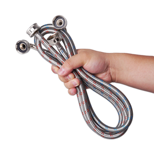 Tuyaux de machine à laver en acier inoxydable de 4 et 5 pieds – Raccordement et ligne <span class=keywords><strong>d</strong></span>'alimentation <span class=keywords><strong>d</strong></span>'<span class=keywords><strong>eau</strong></span> portables - Product Image 1
