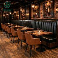 Meubles de restaurant de luxe Ron Group, chaise en cuir à dossier haut, banquette commerciale, table carrée en bois massif sur mesure