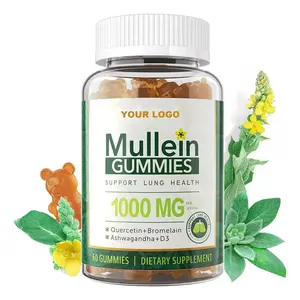 Biocaro OEM nhãn hiệu riêng mullein Gummies với Bromelain Ashwagandha quercetin bổ sung hỗ trợ hệ thống hô hấp sức khỏe