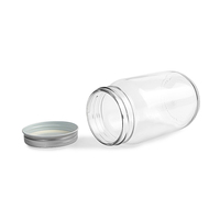 Bocaux en verre Mason ronds à parois lisses de 460 ml, 500 ml, 14 oz, 16 oz, vides, pour huile de coco, miel, fleurs - Vente en gros