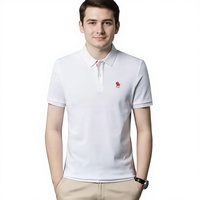 Chemise Classique de Luxe Personnalisée pour Homme - Séchage Rapide, Manches Courtes, Motif Floral Brodé, Tissu en Coton Piqué Tricoté Doux et Respirant