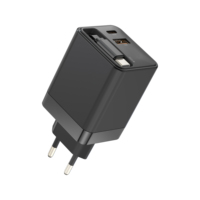 Cargador de pared rápido PD65w tipo C QC3.0 cargador de viaje de doble puerto para cargador de portátil bloque con Cable retráctil adaptador de teléfono GaN3