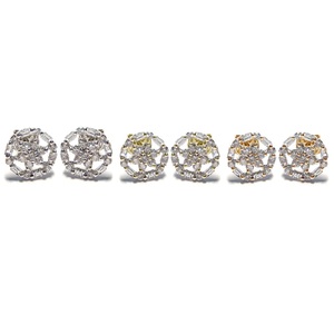 Bijoux KOK de Hong Kong – Clou d'oreille en or blanc 18 carats AU750 avec diamant véritable VS SI taille brillant, serti en grappe, pour fiançailles et mariage - Product Image 4