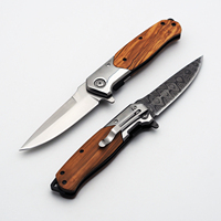 Couteau pliant en acier inoxydable avec manche en bois Couteau de chasse de poche haute dureté avec clip OEM personnalisable