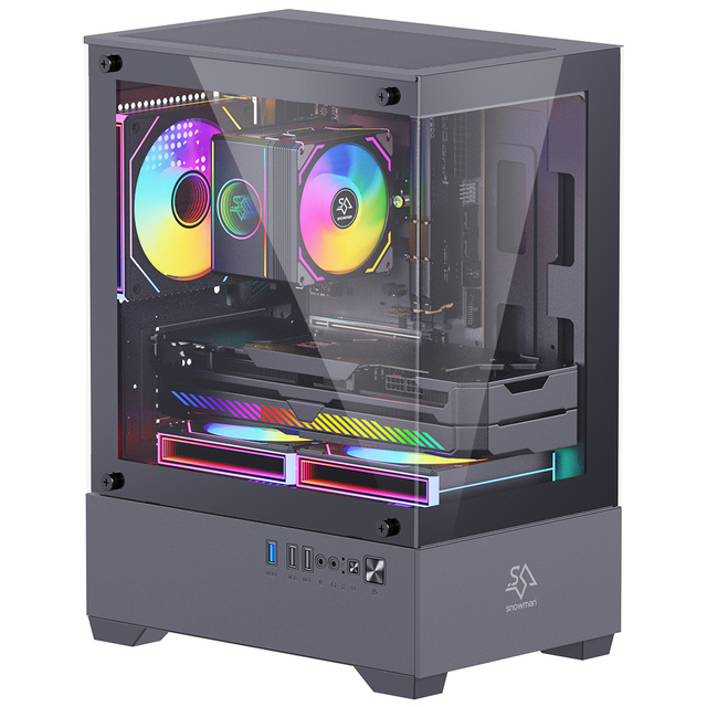 SNOWMAN Exquisite Robust M-ATX / Mini-ITX Computer Case Gaming Tower Tempering Glass Office Computer PC case Black or White