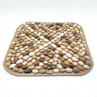 Tapis de réflexologie pour les pieds et les jambes, tapis de massage en galets naturels pour soulager la douleur, thérapie à domicile, 40x40cm