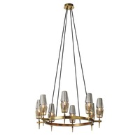 Luminaire suspendu moderne industriel en laiton et verre transparent pour salon, hôtel, décoration de plafond