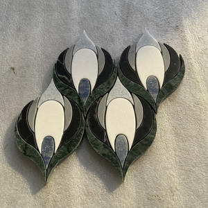 Mosaïque en pierre naturelle HZX, marbre Rosa Norvegia, cristal blanc, incrustation en laiton, mosaïque en marbre découpée au jet d'eau, design pour murs et sols - Product Image 1