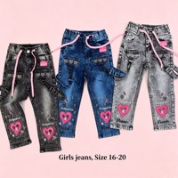 Pantalon Capri en jean YQ267 pour filles, broderie florale, strass, bretelles décoratives, mode enfant, pour l'été - 5,85 $