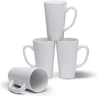 Tasse en céramique simple de haute qualité de 16 oz, tasse blanche unie pour thé au lait, grande tasse à café en céramique
