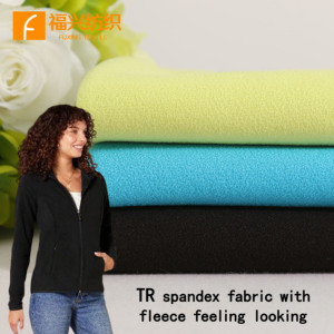 Tela <span class=keywords><strong>TR</strong></span> al por Mayor con Aspecto y Tacto de Polar Fino, 365 g/m², 63% Poliéster, 32% Rayón, 5% Elastano, Tela Mezclada para Confección de Ropa - Product Image 1