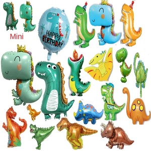 Globo de papel de aluminio de dinosaurio para niños Overlord dibujos animados corona verde Triceratops Raptors lindo 4 colores impreso al por mayor - Product Image 2