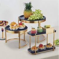 Support à gâteau en métal à plusieurs niveaux de luxe de Style nordique assiette de fruits pliable assiette de collation pour hôtel Buffet pause thé après-midi Restaurant