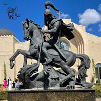 Patung BLVE Life Ukuran Berkendara Logam Kuda Naga Membunuh Perunggu St. Patung Agama Katolik Besar Patung Santo George