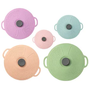 5 Sizes Silicone Bowl Lid Microwave Splatter Cover Reusable Heat Resistant Food Suction Lid For Cups Bowls Plates Pots Pans
