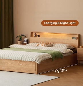 <span class=keywords><strong>Letto</strong></span> Contenitore Moderno e Semplice in Quercia in Legno Massello <span class=keywords><strong>Letto</strong></span> <span class=keywords><strong>Matrimoniale</strong></span> Salvaspazio Multifunzionale per Casa e Appartamento - Product Image 2