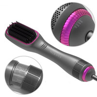 Sèche-cheveux ionique en céramique personnalisé avec peigne, brosse chauffante professionnelle 3-en-1 pour lisser les cheveux, pour usage domestique et en salon