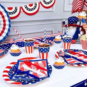 Juego de Artículos Desechables para Fiesta con Temática del Día de la Independencia, Estilo Moderno, Vajilla para Cumpleaños del 4 de Julio, Incluye Plato, Vaso y Servilleta de Papel - Product Image 5