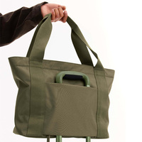 Sac fourre-tout en toile recyclée, vente en gros, couleur personnalisée avec poche logo pour femmes, idéal pour le shopping.
