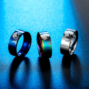 Titanium Steel <b>Ring</b> Lone Wolf Moonlight Design Unisex Fashion Jewelry Gift - Product Image 2