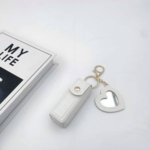 PU Leather <b>Lipstick</b> Holder Keychain Portable <b>Lipstick</b> Holder with Heart Mirror for Travel Slim <b>Lipstick</b> Sleeve Storage Pouch - Product Image 4