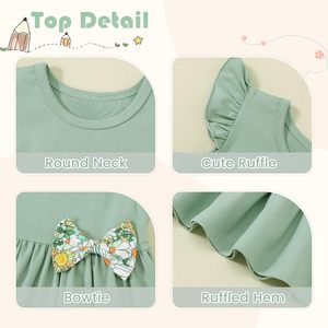 Conjunto de Ropa para Adolescentes, Conjuntos de Verano para Niñas con Top de Volantes en Capas y Pantalones Cortos Florales, Traje de Verano Lindo para Bebés y Niñas Pequeñas, 2 Piezas - Product Image 2