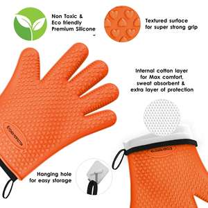 Guantes de Horno de Silicona Acolchados de Algodón Anti-escaldaduras Coloridos de Envío Rápido al por Mayor, Resistentes al Calor Extremo para <span class=keywords><strong>Microondas</strong></span>, Parrilla, Barbacoa, Impermeables - Product Image 2