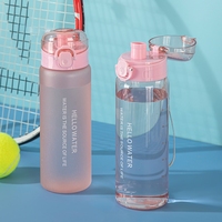 Botol Minum Olahraga PC Sederhana Modern untuk Pelajar, Wadah Minum Luar Ruangan dengan Tanda Skala, Anti Bocor, Segel Rapat, Tumbler Minum Langsung
