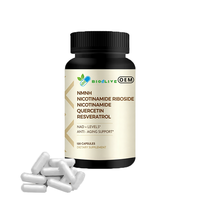NMNH Complexe de Nicotinamide Riboside en Capsules avec Quercétine et Resvératrol, Formule Brute, 120 Capsules, Bouteille Personnalisée, Complément Alimentaire