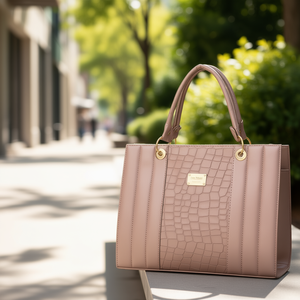 Sac cabas pour femme Fana Mabel, motif crocodile, cuir microfibre, quincaillerie dorée, style minimaliste, usage quotidien - Product Image 2