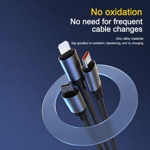 Cable de Carga Rápida 3 en 1 de 120W con Pantalla Digital, Cable <span class=keywords><strong>USB</strong></span> Trenzado de Nailon para Teléfonos Móviles con Conector Tipo <span class=keywords><strong>C</strong></span> y Micro - Product Image 2