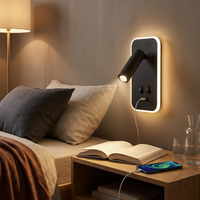 Applique murale LED avec port de charge USB 10W+3W, projecteur de lecture orientable, éclairage d'ambiance, applique murale moderne pour chambre et hôtel