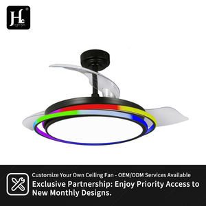 <b>Modern</b> 42 Inch <b>Ceiling</b> <b>Fan</b> <b>With</b> <b>Light</b> and Remote Control ABS Blade Folding Retractable <b>Fan</b> <b>Light</b> Decorative RGB Led <b>Fan</b> Lamp - Product Image 6