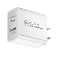 Prix de gros original Charge rapide téléphone portable 1 USB 1 Type C 12v 25w 20w Adaptateur secteur